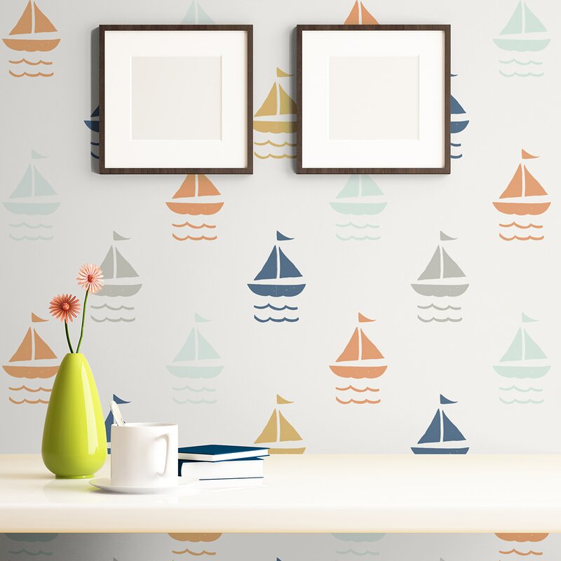 Breakwater Bay Merlin Boats Baby Removable Peel and Stick Wallpaper ...