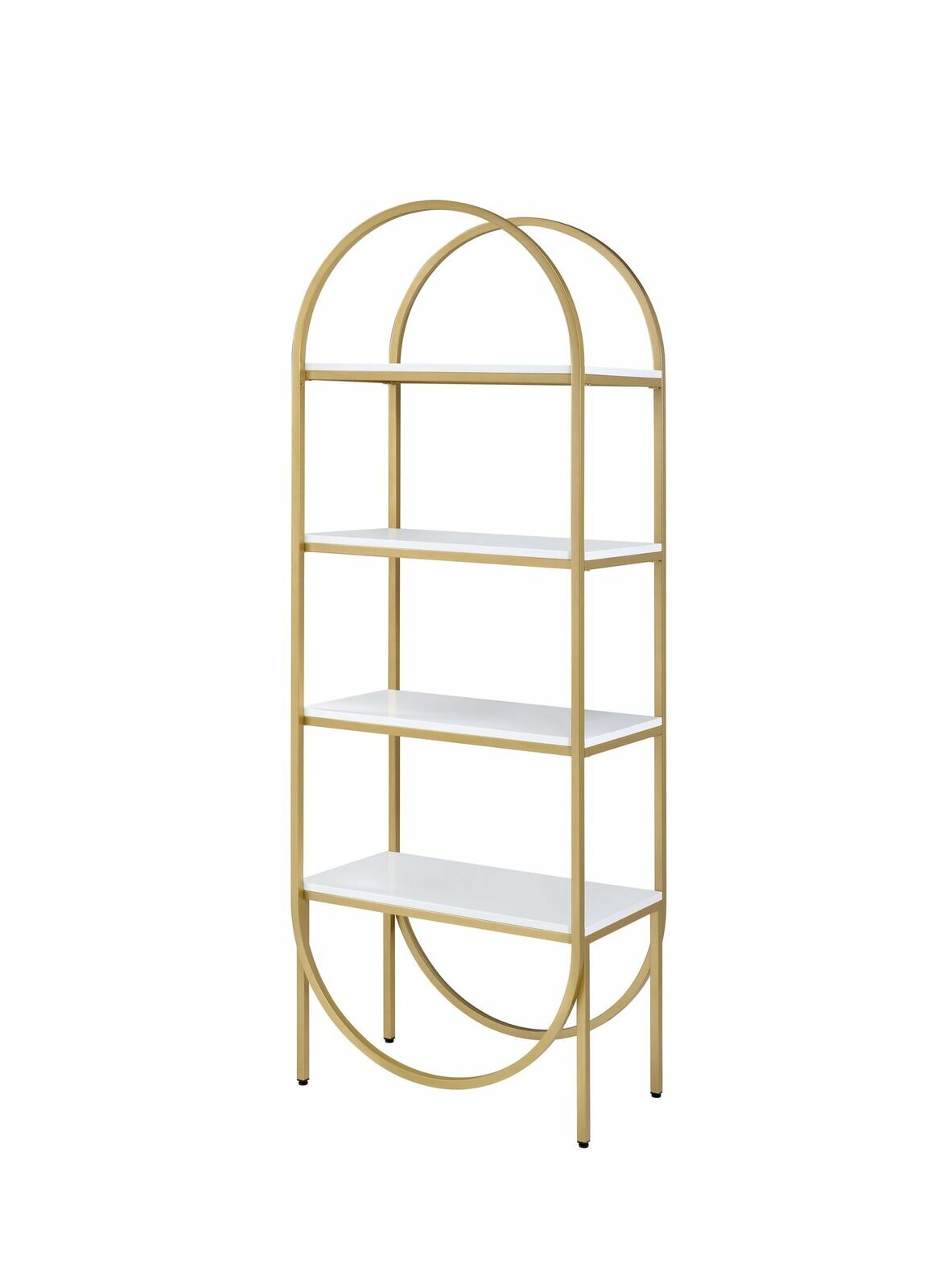 Everly Quinn Arched Metal Frame Wooden Bookshelf With 4 Open
