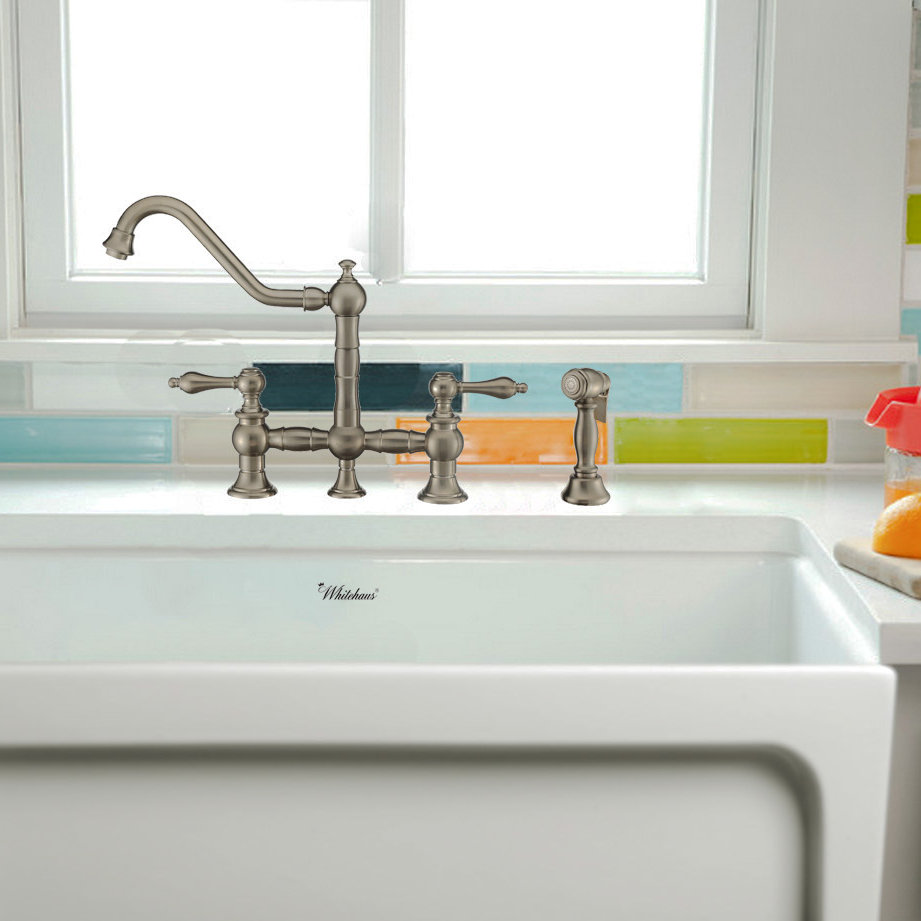 Whitehaus Collection Vintage Iii Plus Bridge Faucet With Side