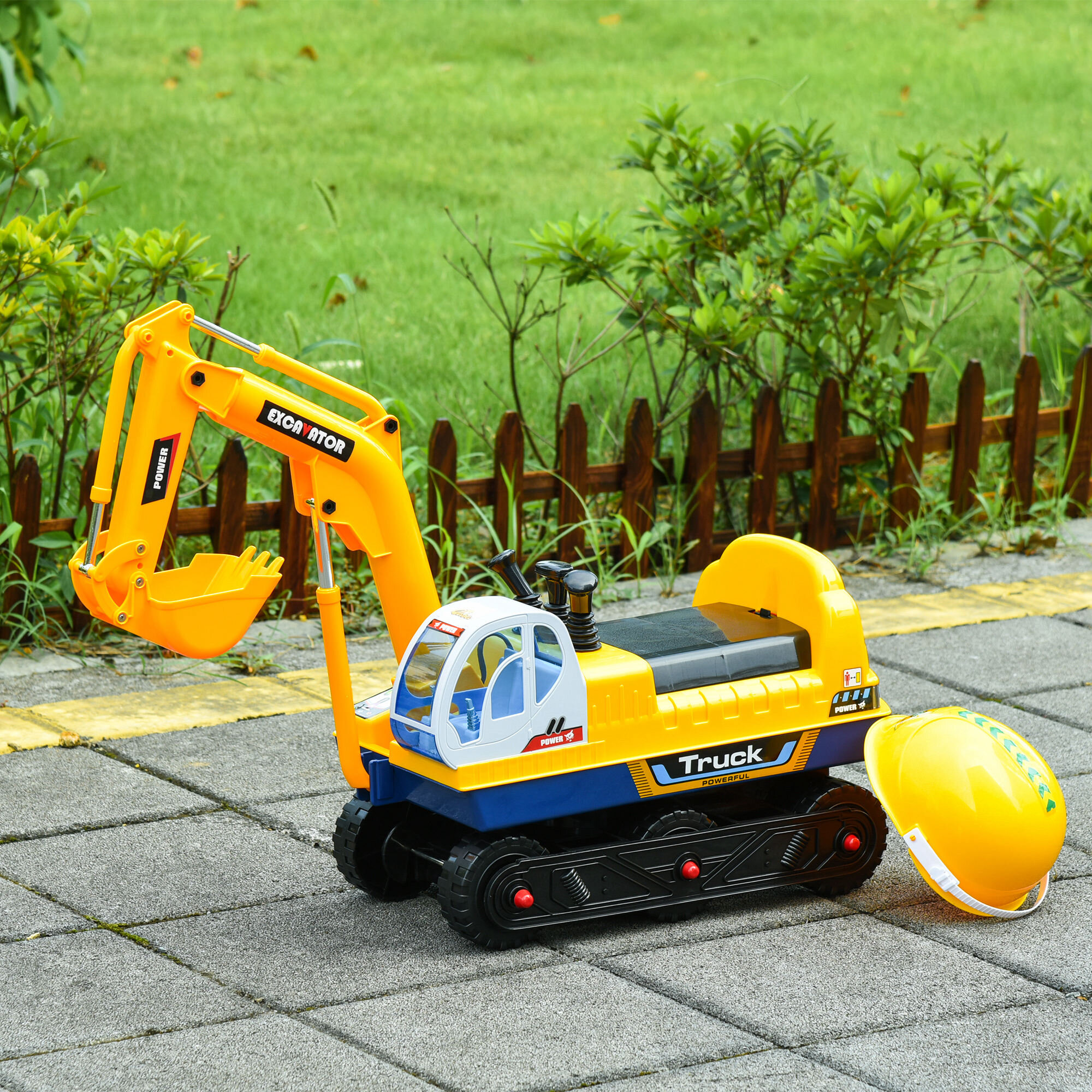 New Ride On Toy Truck Car Excavator Builders Digger And Hard Hat Kids Play Set 