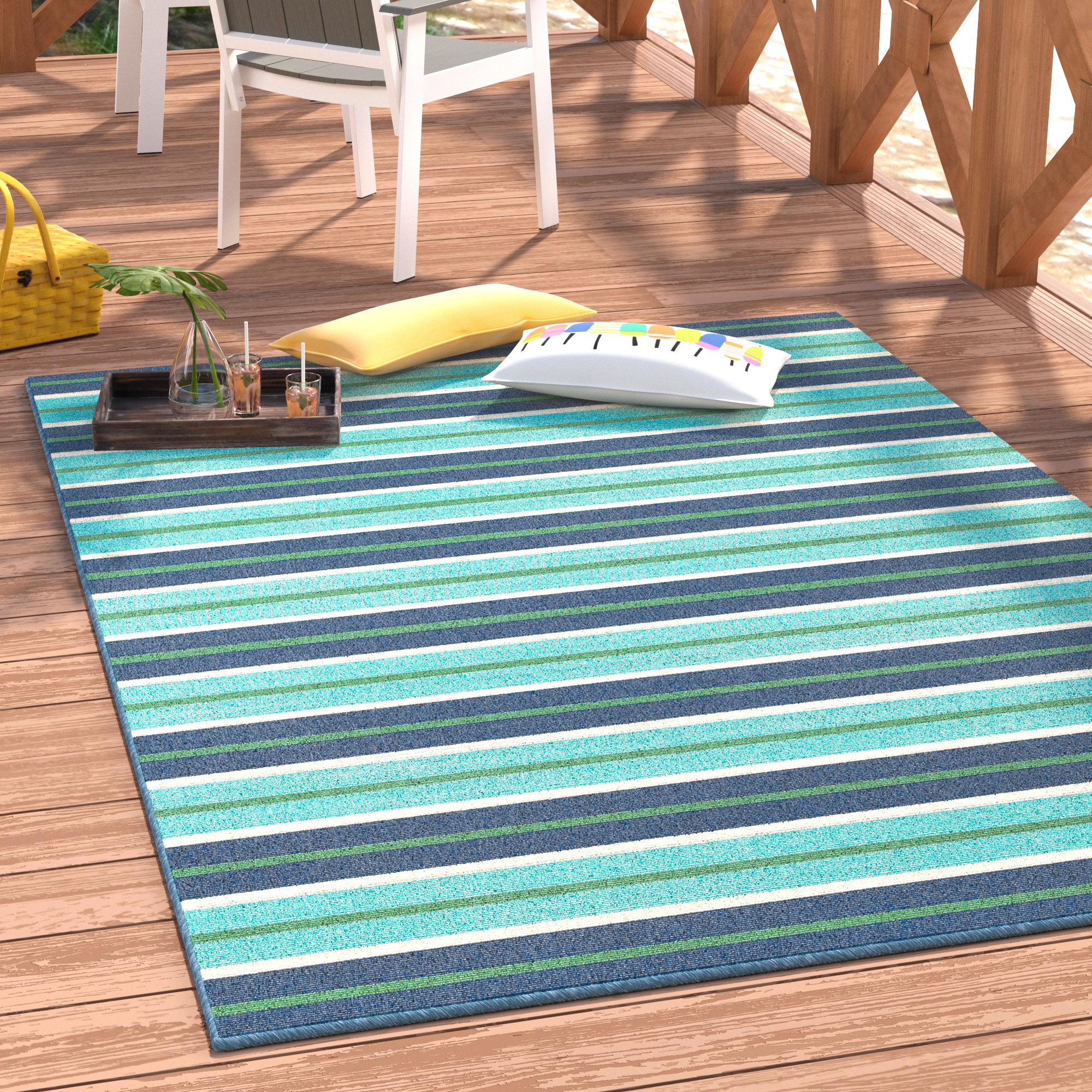 Kailani Blue Green Indoor Outdoor Area Rug