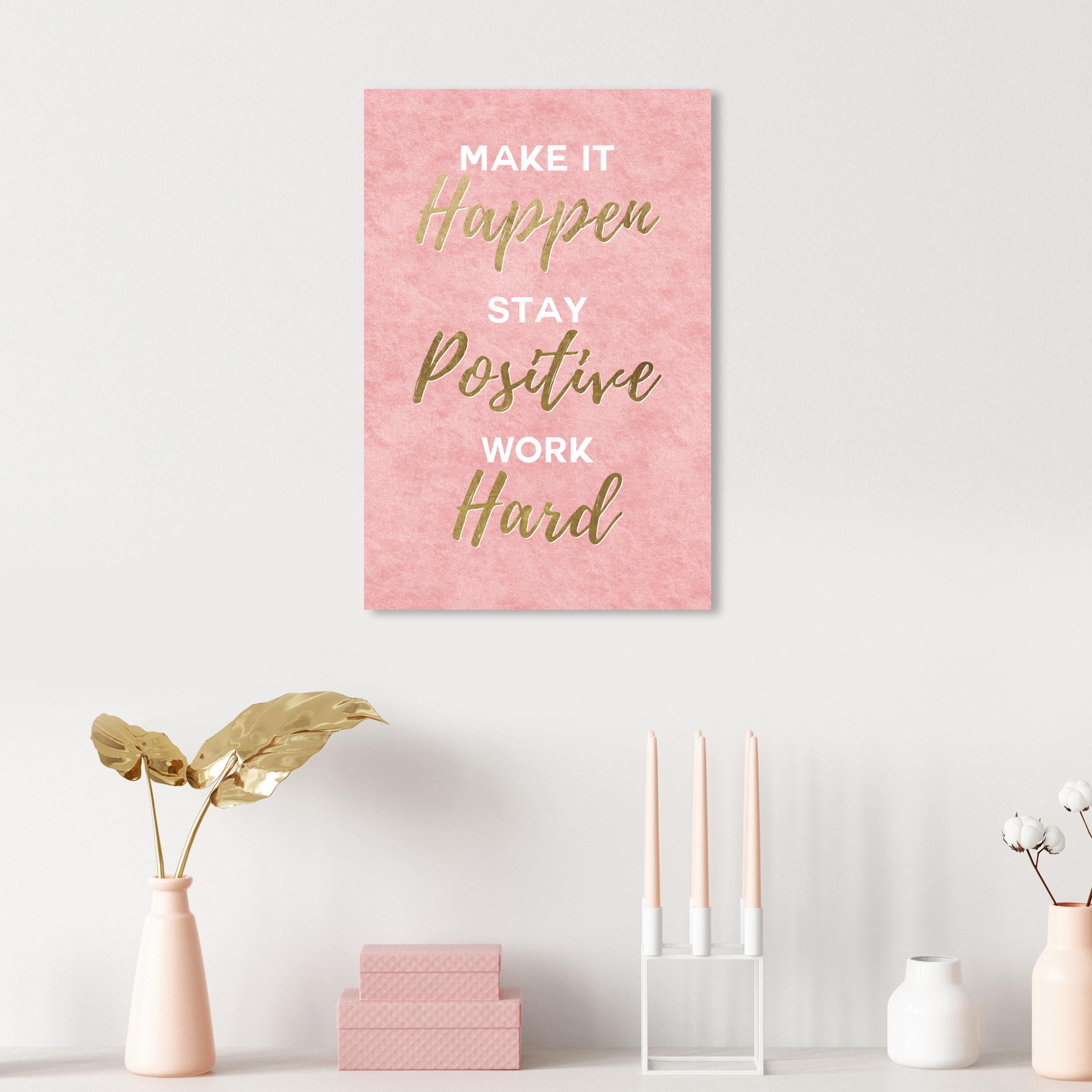 everly quinn typography and quotes stay positive pink by oliver gal graphic art on canvas reviews wayfair