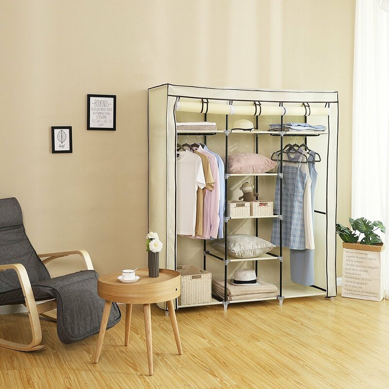 Songmics 150 Wide Canvas Portable Wardrobe Wayfair Co Uk