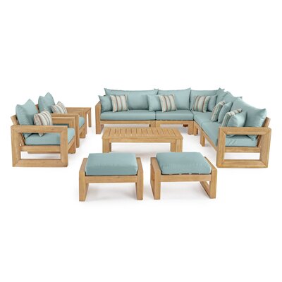 Rosecliff Heights  Mcclain 11 Piece Sunbrella Sectional Seating Group with Cushions Cushion Color: Bliss Blue