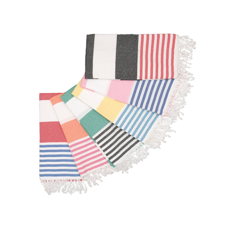 Bellvue 6 Piece Turkish Cotton Towel Set Color: Red/Blue