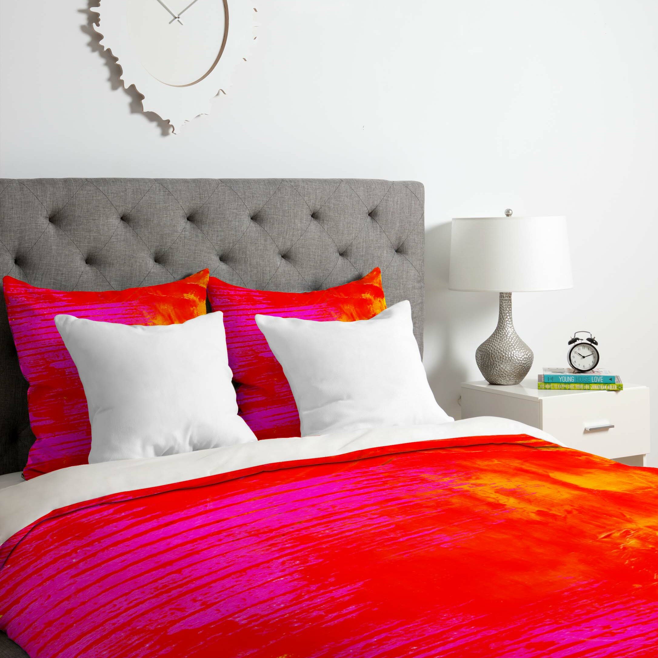 pink and orange duvet