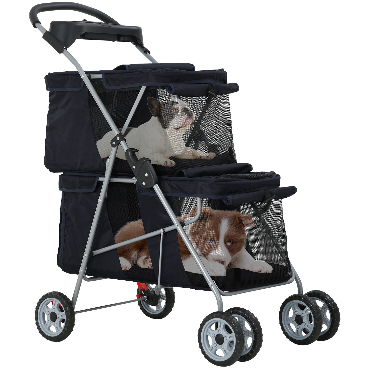 black dog stroller