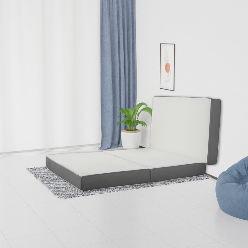 Cabrera 4-Inch Portable Tri-Folding Capability Gel Memory Foam Mattress, Removable and Washable Mattress Size: Queen