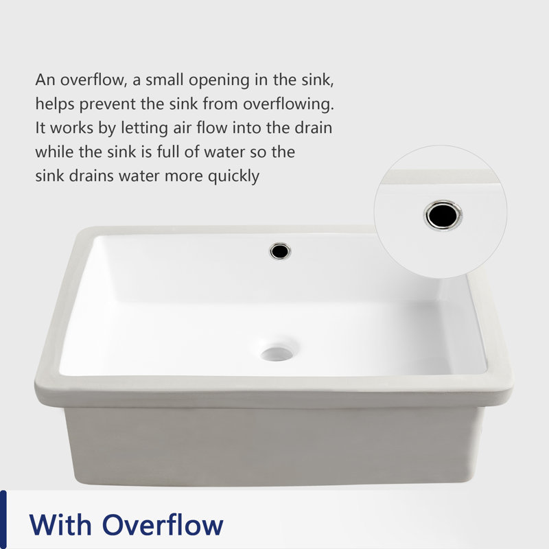 Deervalley White Vitreous China Rectangular Undermount Bathroom Sink With Overflow Wayfair
