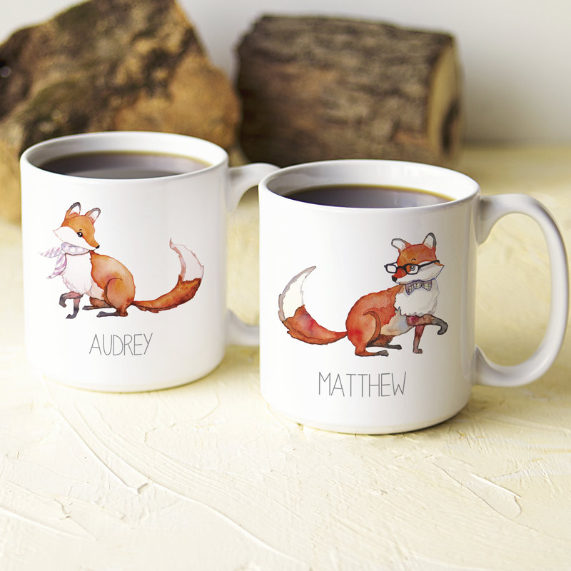 Cathys Concepts Personalized 2 Piece 20 Oz Fox Large Coffee Mug Personalized 2 Piece 20 Oz Fox Large Coffee Mug Set
