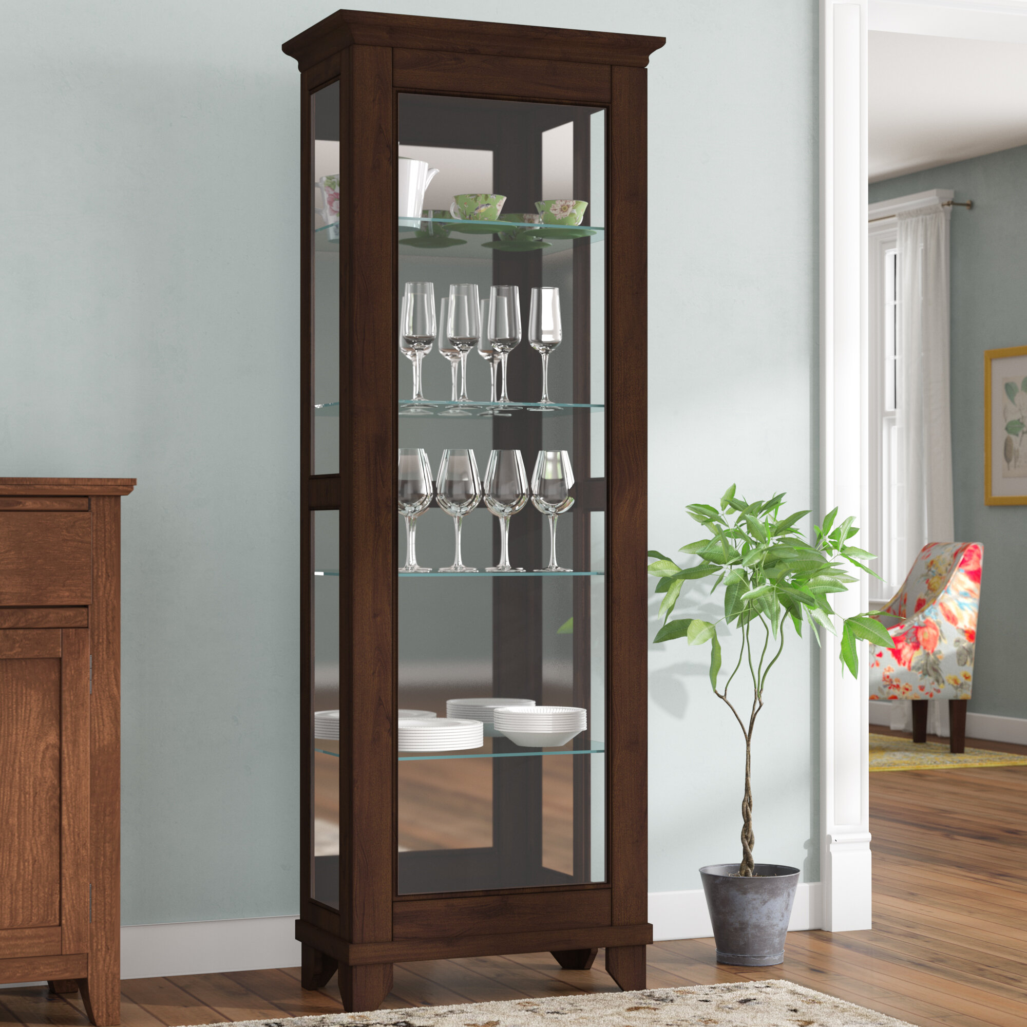 Alcott Hill Monticello Lighted Curio Cabinet Reviews Wayfair