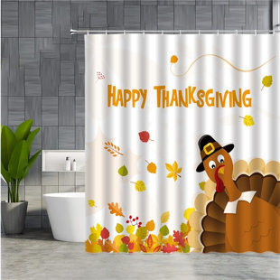 Details about   Orange Autumn Maple Leaves Thanksgiving Turkey Shower Curtain Set Bathroom Decor 