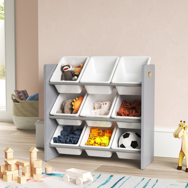 Storage Box Shelf Drawer Kids Toy Storage Organizer with Plastic Bins 