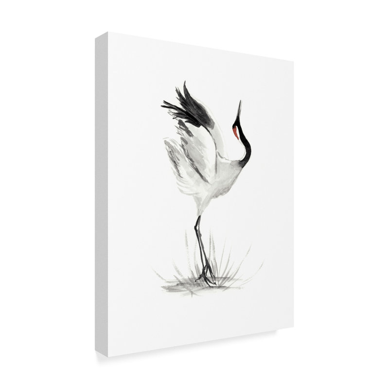 East Urban Home Japanese Cranes I Acrylic Painting Print On