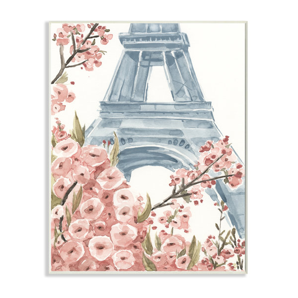 Ophelia Co Paris Flowers Eiffel Tower Pink Blue Painting