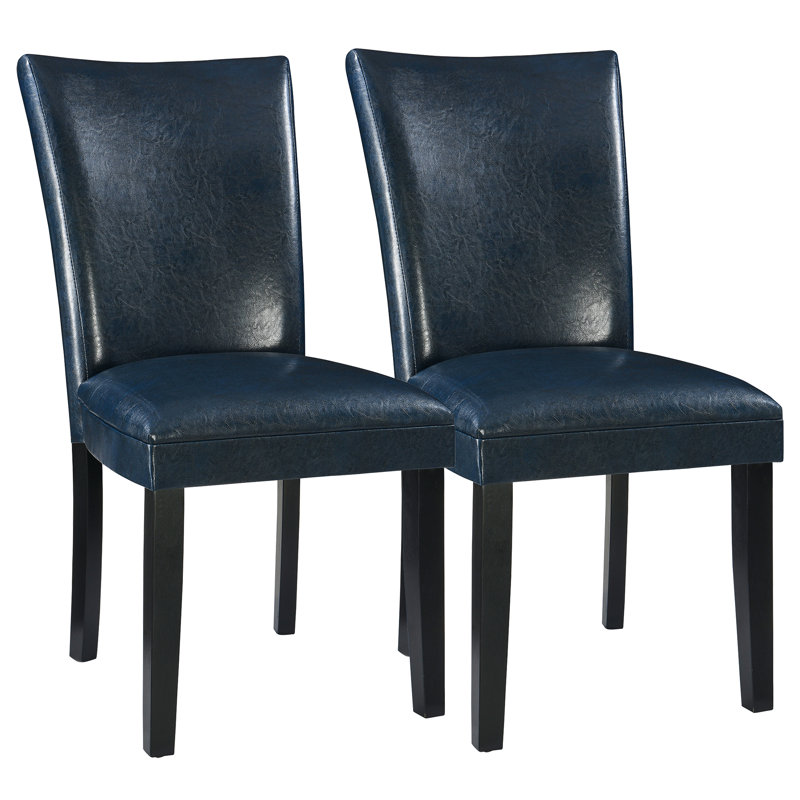 Faux Leather Upholstered Parsons Dining Chairs Upholstery Color: Blue