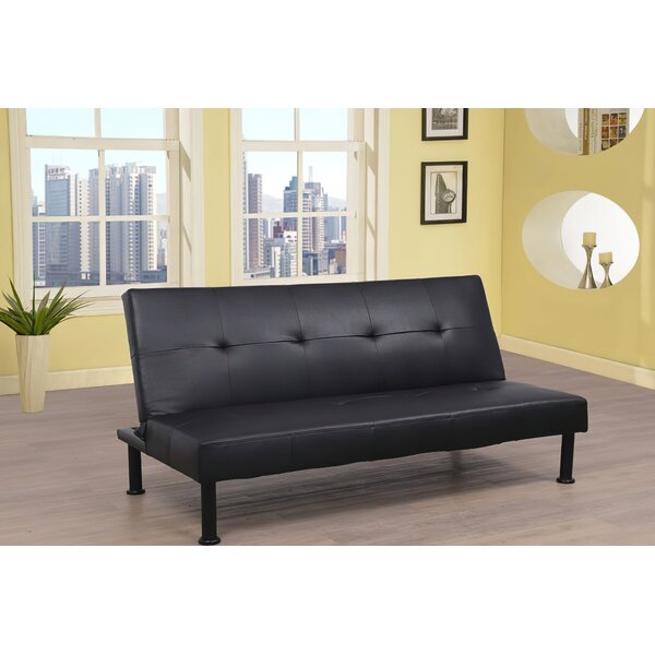 BCP Faux Leather Convertible Futon Sofa Bed w/ Wood Frame 