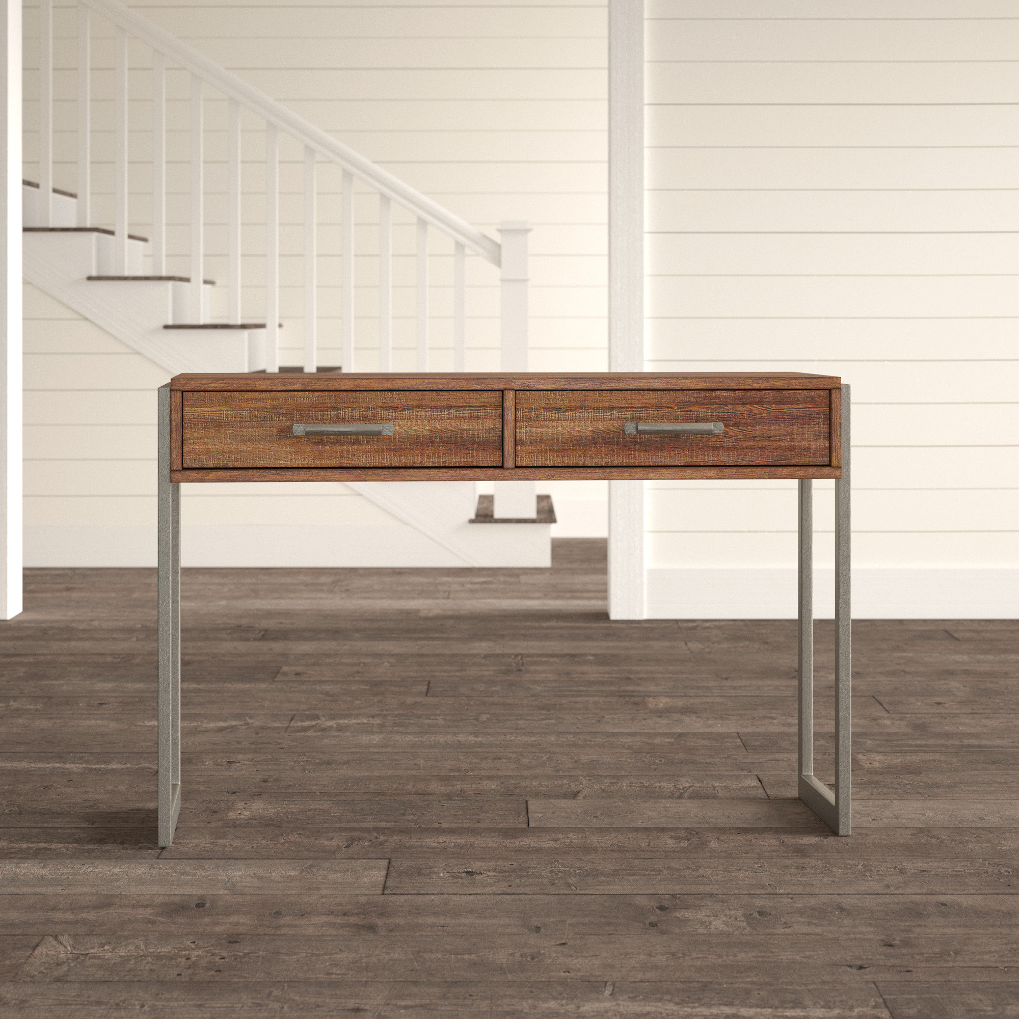 Laroche Heavily Distressed Rustic Style 2 Drawers Storage Console