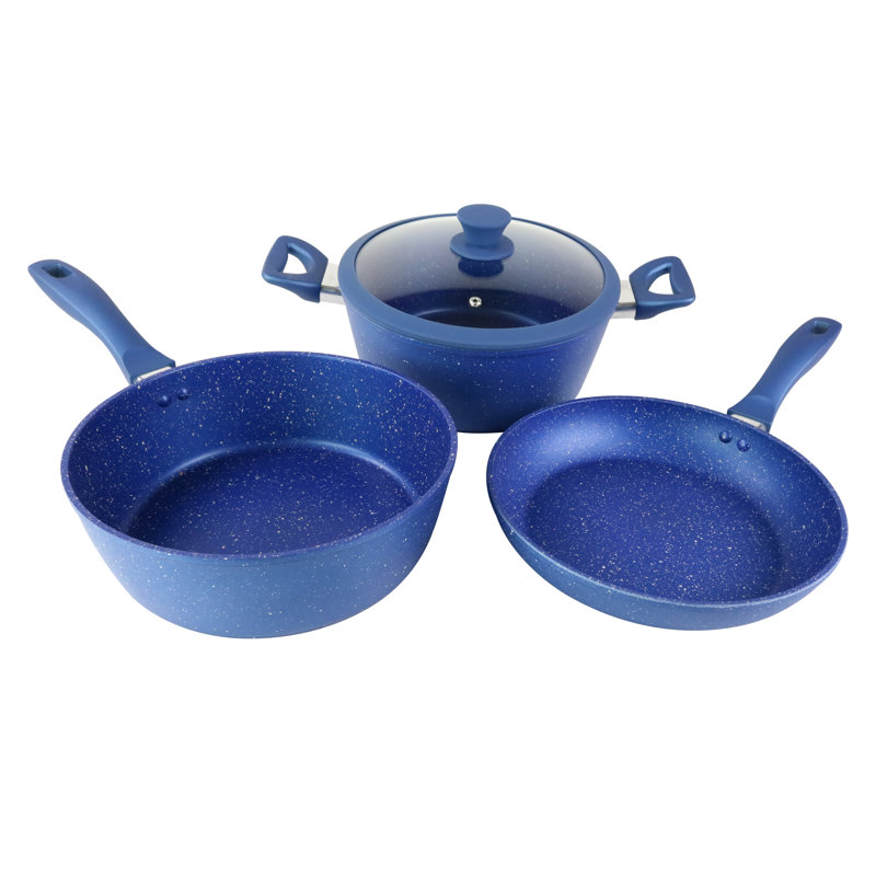 Cookinex 4 Piece Aluminum Non Stick Marble Powder Cookware Set Wayfair