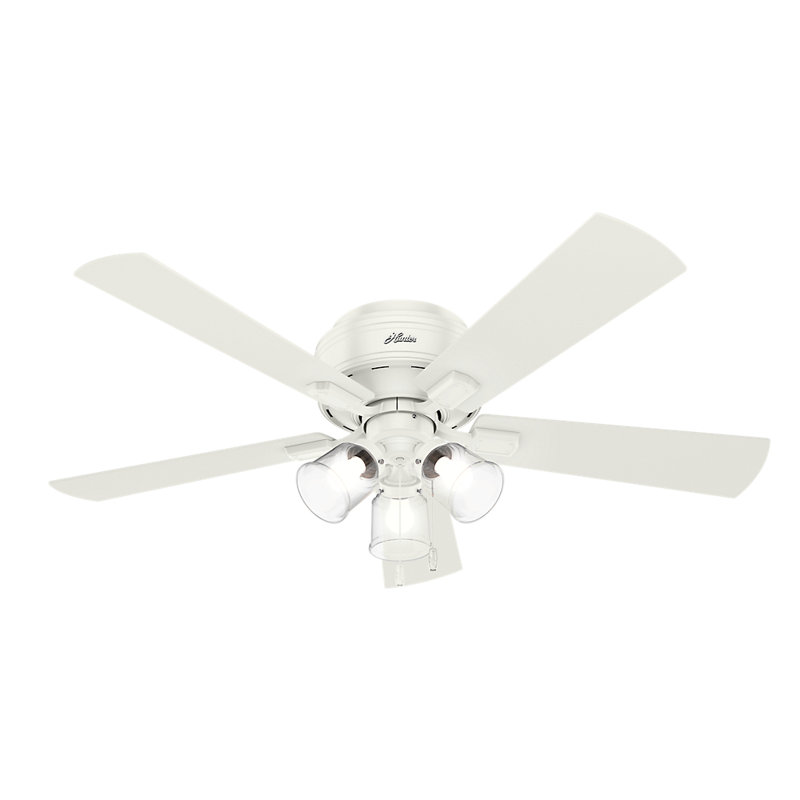 52 Crestfield 5 Blade Flush Mount With Pull Chain And Light Kit