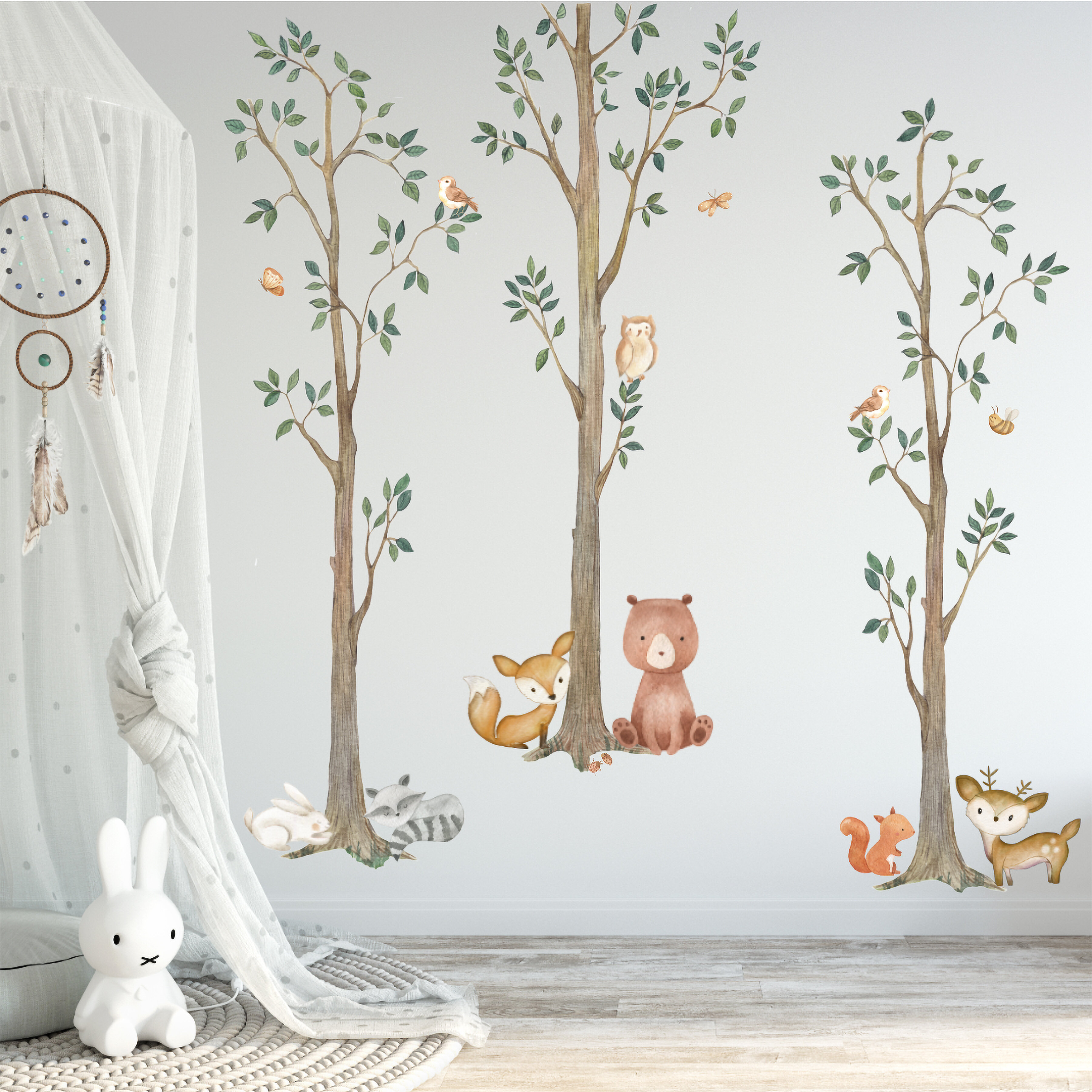 Owl Squirrel Tree Removable Wall Stickers Vinyl Decal Kids Nursery Room Decor 