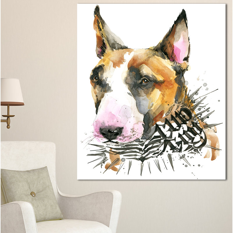 Designart Watercolor Funny Dog Illustration Painting Print On