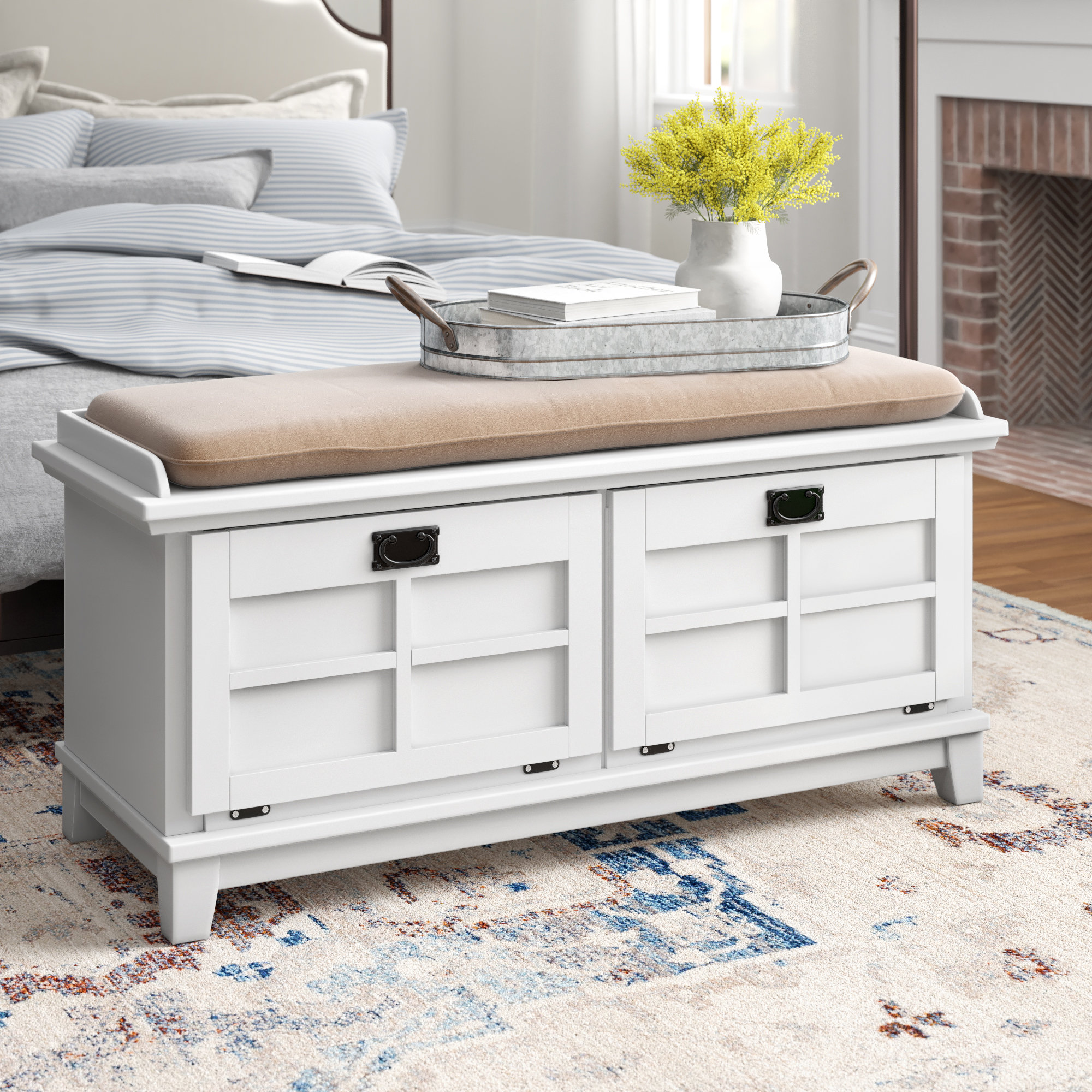 Three Posts Ferryhill Solid Wood Cabinet Storage Bench Reviews Wayfair