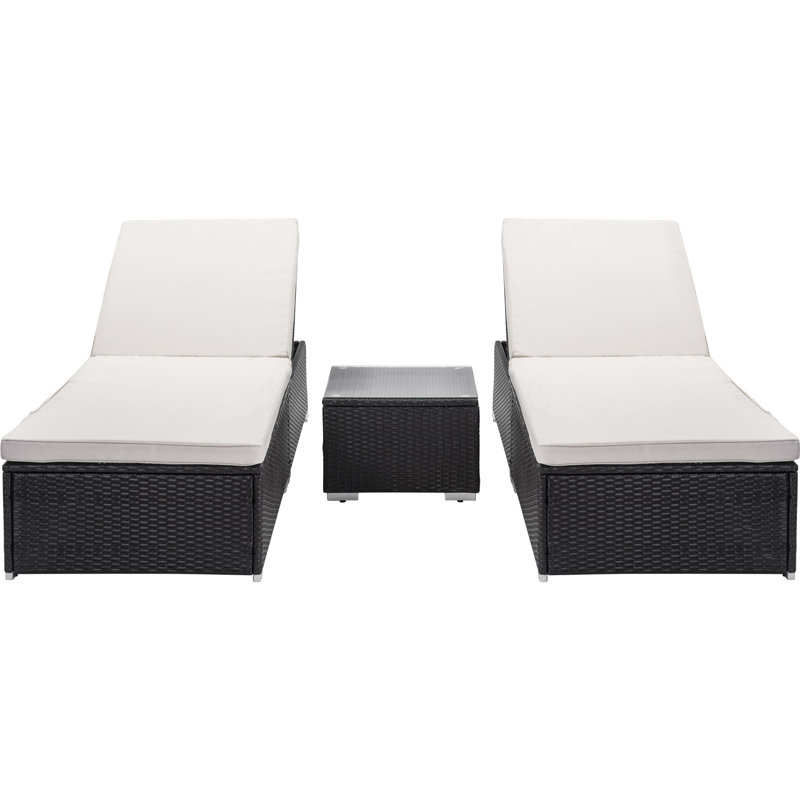 Latitude Run Aniello Double Sun Lounger Set With Cushions And Table Wayfair