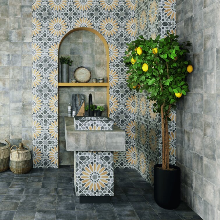 Garden Sunflower 8X8 Porcelain Patterned Wall & Floor Tile