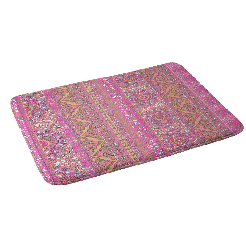 East Urban Home Aimee St Hill Farah Stripe Soft Blush Floral Bath Rug Wayfair