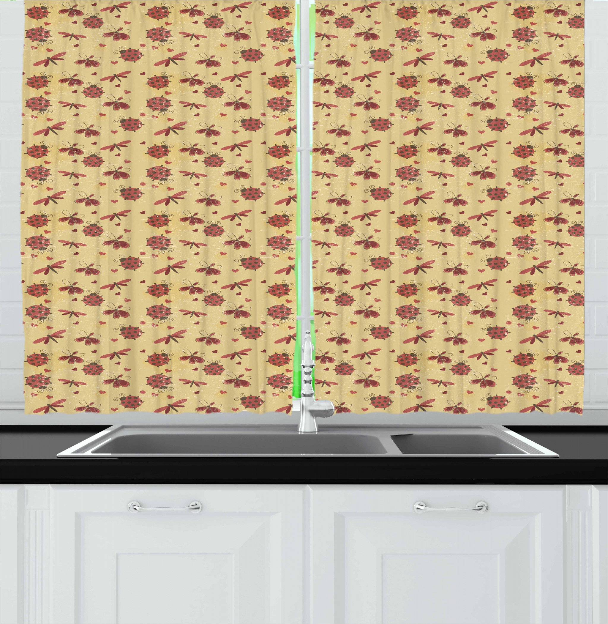East Urban Home Ladybug Kitchen Curtain Wayfair