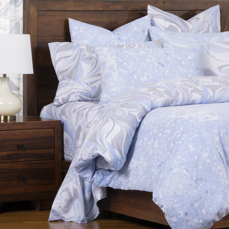 The Art Of Marbling Quicksilver Blue Ice Reversible Duvet Cover
