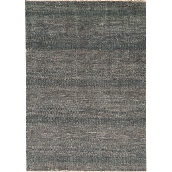 Bokara Rug Co Inc Striped Hand Knotted Wool Green Charcoal Area Rug Wayfair