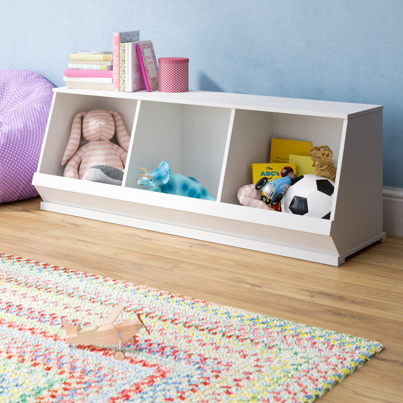 white toy organizer with bins