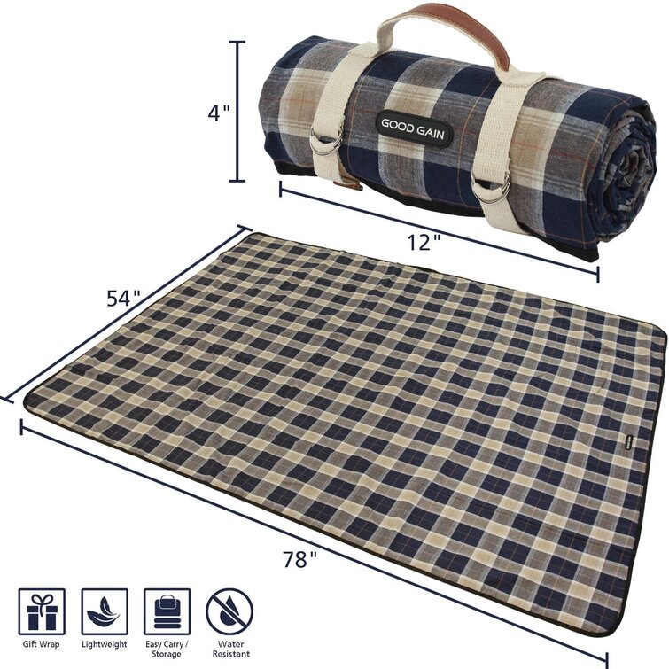 Large Fleece Picnic Mat Blanket Rug Waterproof Outdoor Portable w/Carry Strap OZ 