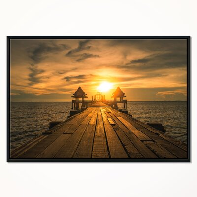 'Huge Wooden Bridge to Illuminated Sky' Framed Photographic Print on Wrapped Canvas East Urban Home Size: 32