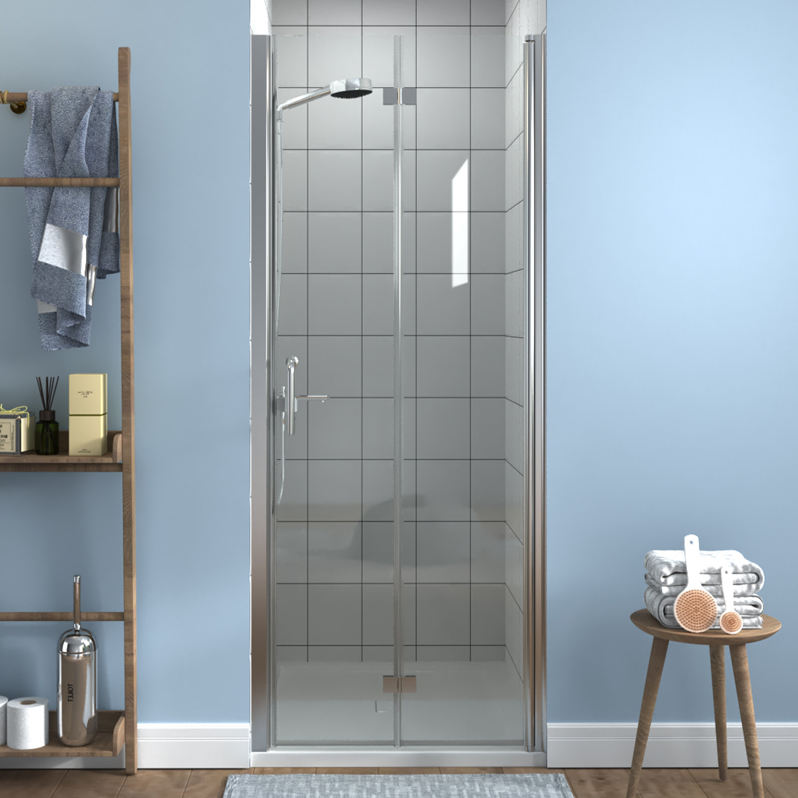 ExBrite 3031.5 in.W x 72 in.H Bifold Frameless Glass Shower Door