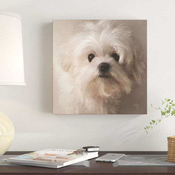 Winston Porter Maltese Puppy Portrait Oil Painting Print On Wrapped Canvas Reviews Wayfair