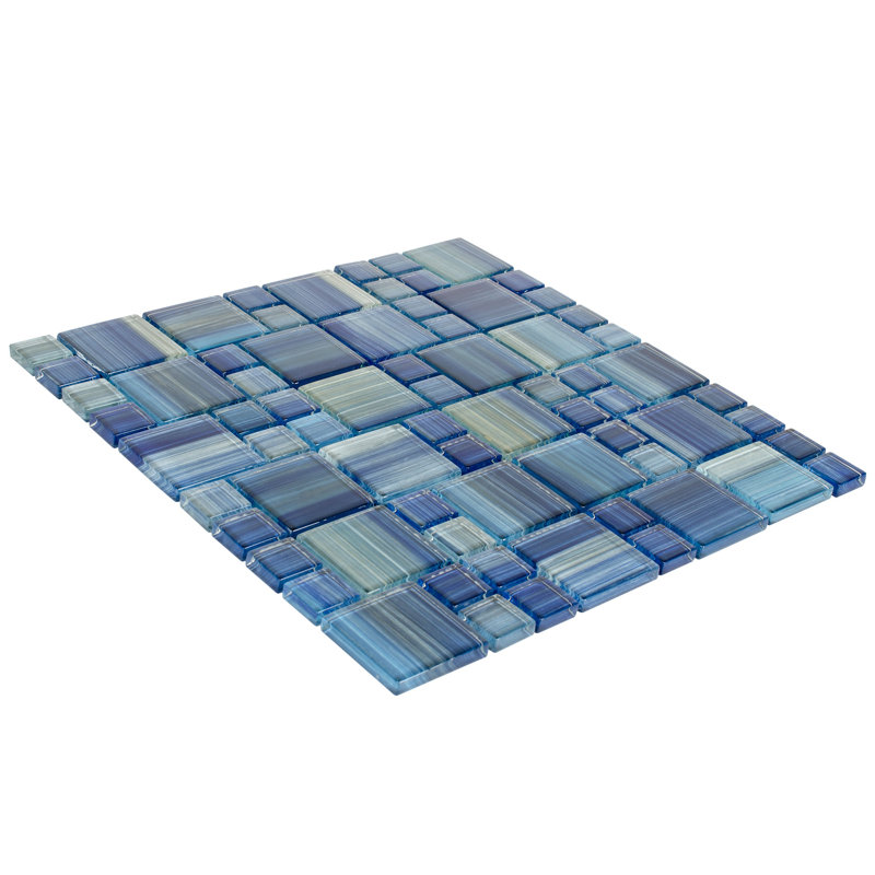 Mosaictileoutlet Modular Random Sized Glass Mosaic Tile In Glossy Blue Yellow Reviews Wayfair