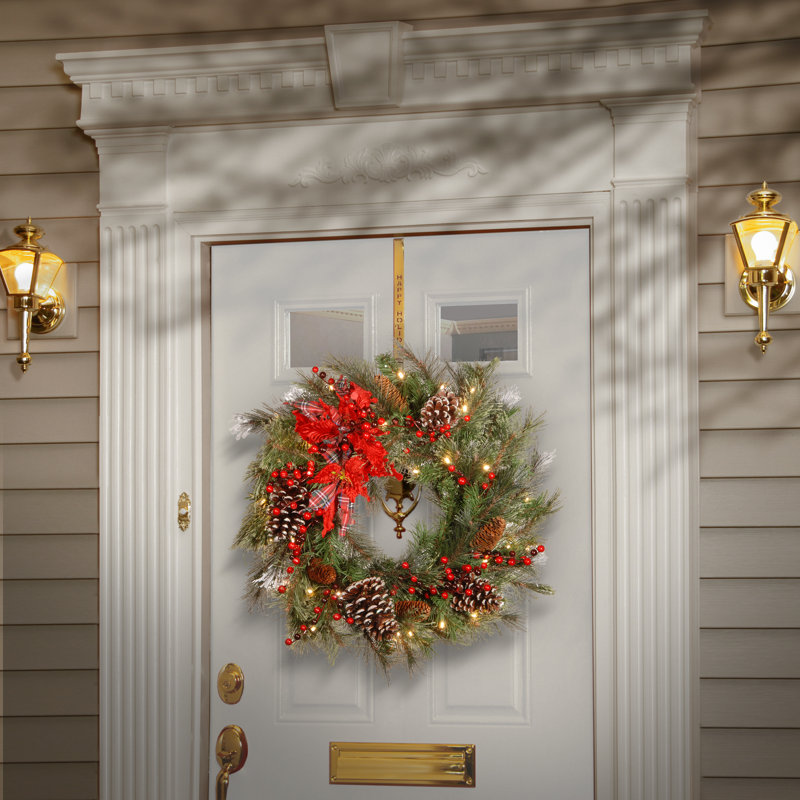 Tartan plaid wreath Tartan Plaid Wreath with 50 White LED Lights