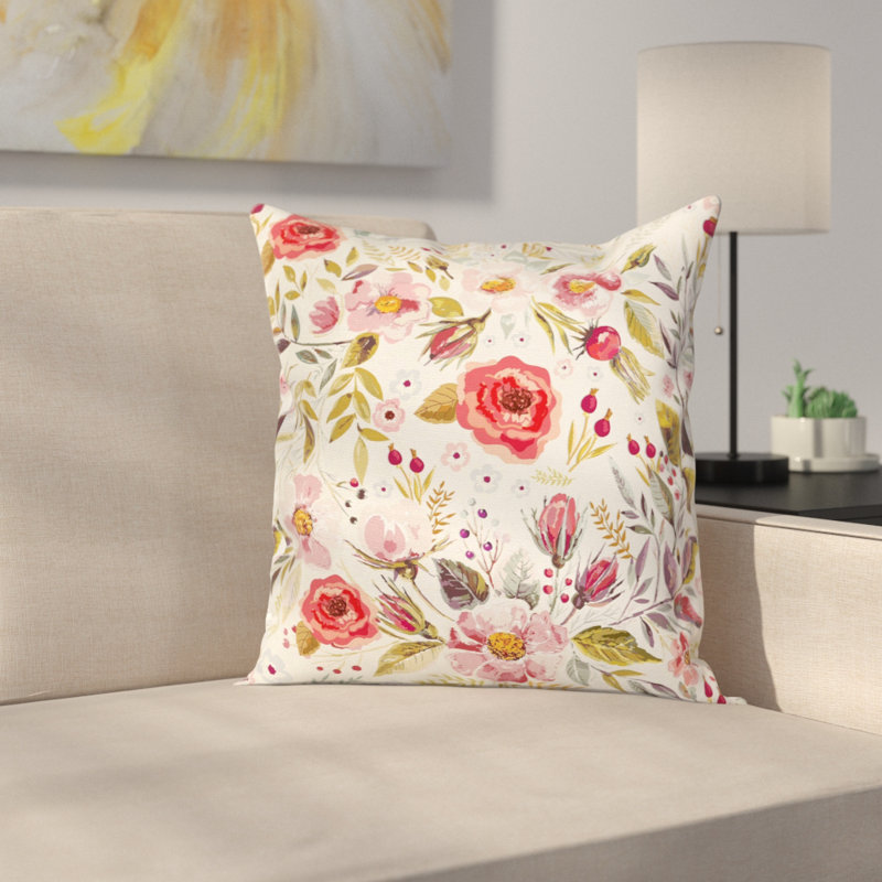 East Urban Home Modern Fl 16 Square Pillow Cover With Zipper Modern Fl 16 Square Pillow Cover With Zipper