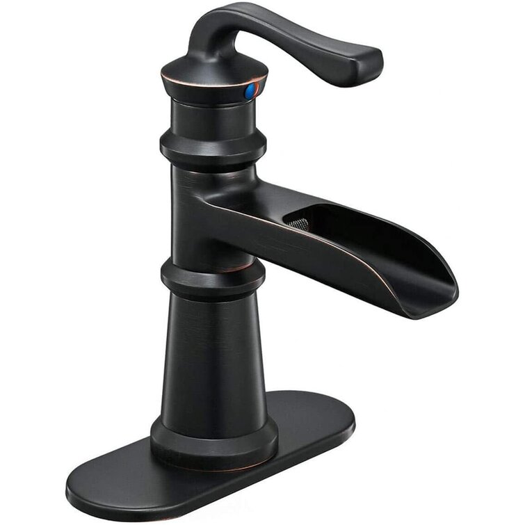 Oil Rubbed Bronze Bathroom Sink Faucet Waterfall Single Handle Vanity Mixer Taps 