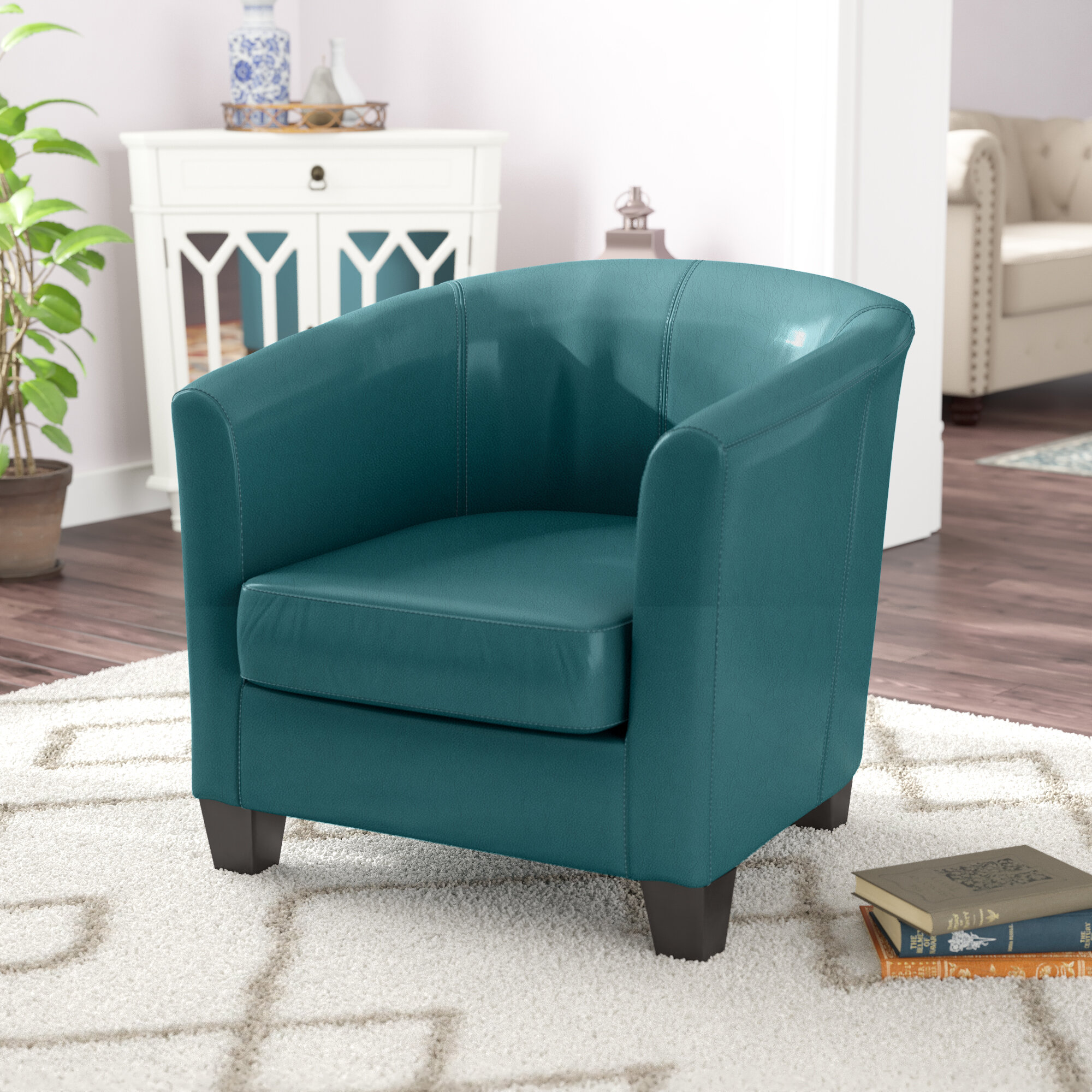 dark teal barrel chair