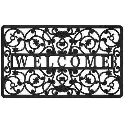 Scroll Wrought Iron Rubber Welcome 30 In X 18 In Non Slip Outdoor Door Mat