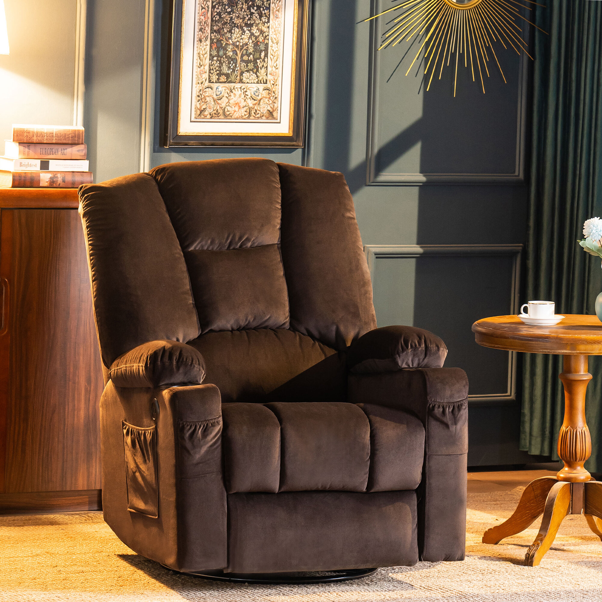 brown swivel rocking chair