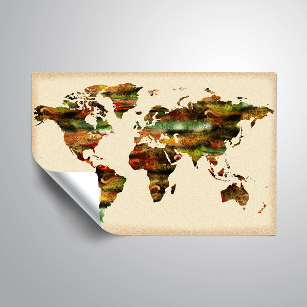 Bloomsbury Market Mederos Terrestrial World Map Removable Wall Decal Wayfair