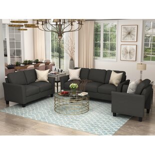 Button Tufted 3 Piece Chair Loveseat Sofa Set by Red Barrel Studio