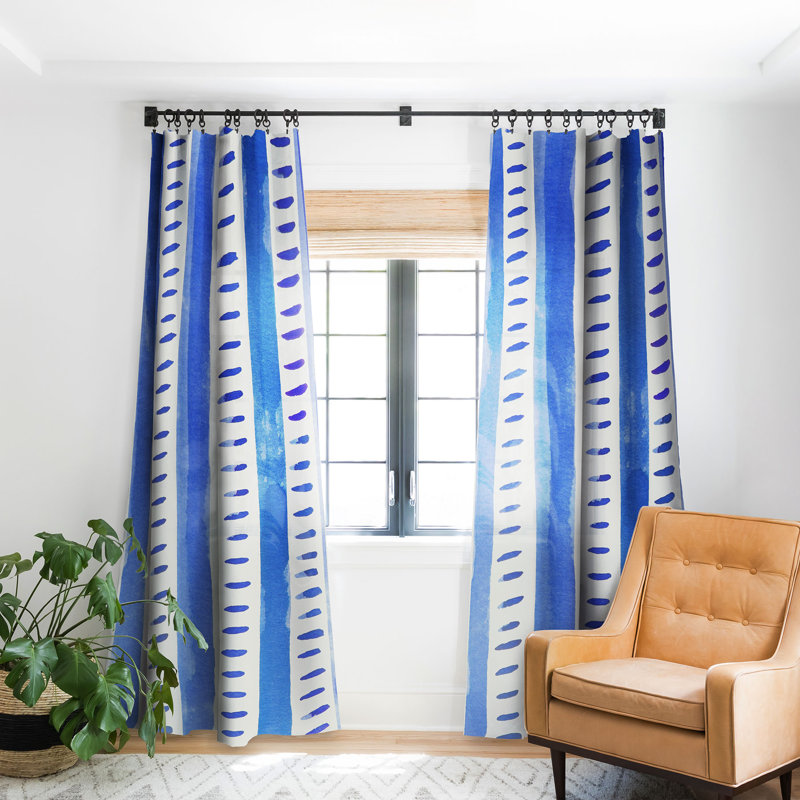 Angela Minca Watercolor lines blue Blackout Window Curtian Set of 2 Size per Panel: 50" W x 120" L