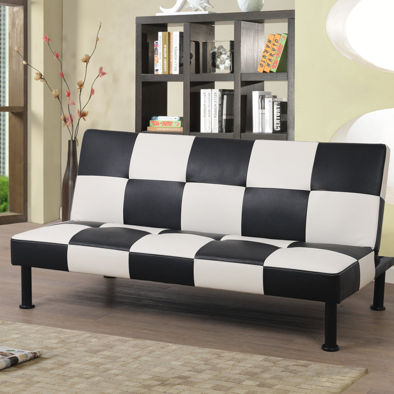 Moorhead 64" Wide Faux Leather Armless Sleeper Sofa Bed