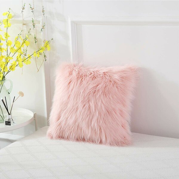 faux fur pink pillows